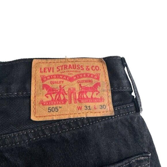 Levis 505 Regular Fit Straight Leg Non Stretch Cotton Men's Custom Jeans 31 X 30 - Picture 10 of 12